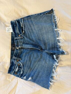 Abercrombie & Fitch Distressed Medium Blue Denim Cutoff Shorts